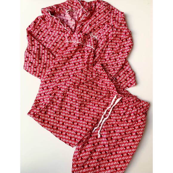 Victoria's Secret The Dreamer Red White Reindeer Print Flannel Pajama Set Small - Picture 7 of 11